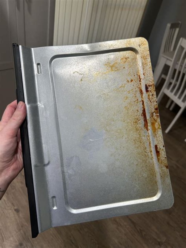 Bit of residue on a toaster-oven tray