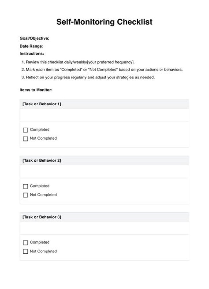 What is a self monitoring checklist?